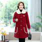 Plus Velvet Thick Blouse Mid-length Women's Clothing Casual Fur Collar Coat Cotton Blouse Winter Loose Large Size Home Wear