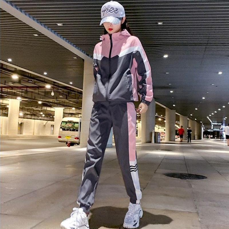 Autumn and Winter Sports Suit Female Casual Loose Student Two-piece Gym Fitness Suit Couples Wear Yoga Clothes Sportswear Sets