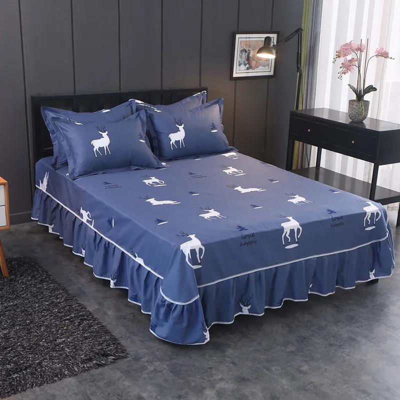 Cotton Mattress Cover Single-piece Korean Princess Print Simmons Non-slip Dustproof Protective Cover 1.5m