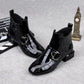 Winter Autumn Women Boots Square Heel Ankle Boots Paint Leather Boots Motorcycle Botas Lady Shoes