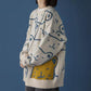 Autumn and Winter Women's Sweater Korean Loose Cartoon Print Pullover Cute Knitted Top