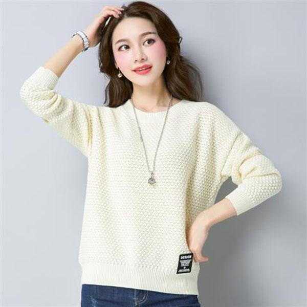 Spring and Autumn Round Neck Knit Bottoming Shirt Pullover Short Loose Top Fashion All-match Female Sweater