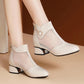 Women's Spring and Summer Thick with Hollow Breathable Mesh Toe Cap Sandals Women's Casual Shoes Work Shoes Sandals Boots Mid-heel Shoes Wedding Shoes