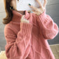 Autumn and Winter Clothes Loose Turtleneck Sweater Women's Twist Knit Split Bottoming Shirt Outer Wear