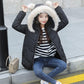 Thick and Warm Cute Down Jacket Loose Warm Cotton Jacket with Fluffy Fur Collar Hooded Short Down Jacket Thick Warm Thick Coat