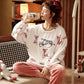 Winter Thickened Warm Pants Suit Autumn and Winter Coral Fleece Warm Loose Large Size Women's Pajamas