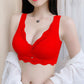 Ladies Gathered Underwear No Steel Ring Thickened Adjustable Bra Anti-sagging Comfortable Back Buckle Bra Lace Embroidered Bra