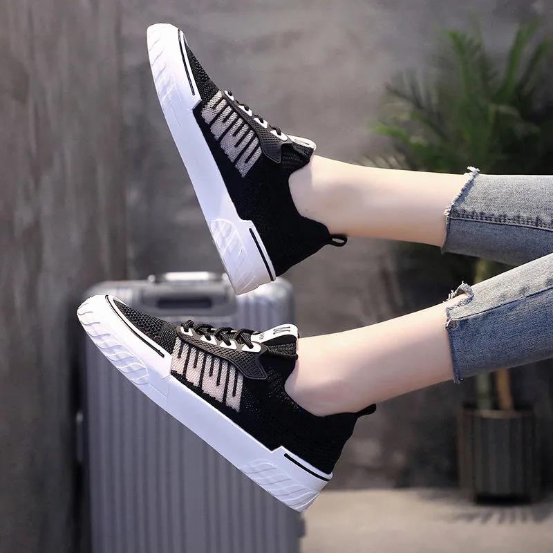Female Summer Students Breathable Flying Woven Mesh White Shoes Hollow Soft Sole Shoes Sneakers