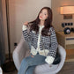 Top Women's Autumn Small Fragrant Wind Sweater Cardigan Jacket Short Plaid Mink Fleece Sweater