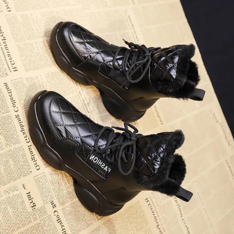 Snow Boots Women Winter Plus Velvet Padded Shoes Thick-soled All-match Warm Cotton Boots Martin Boots