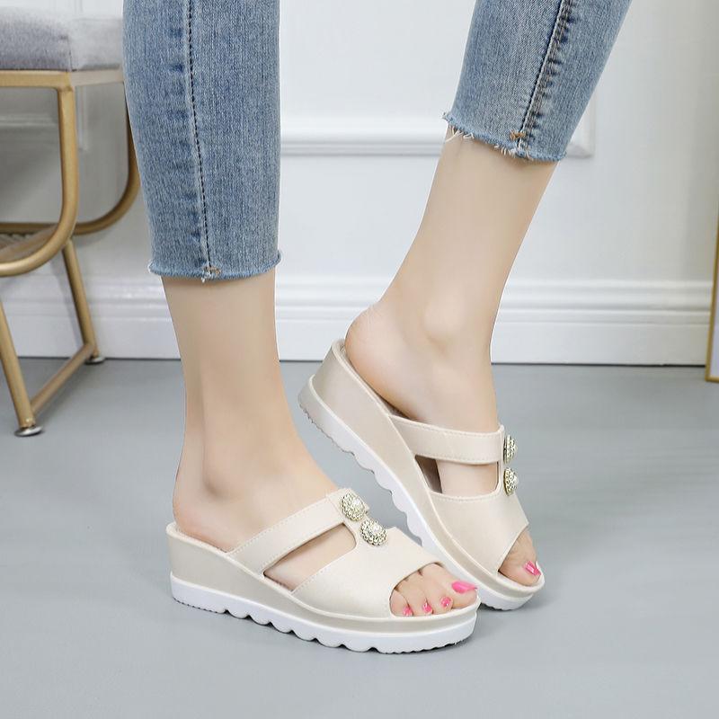 Heighten Slippers Women Wear Thick-soled Wedges Platform Shoes Summer Fashion Non-slip Sandals Slippers