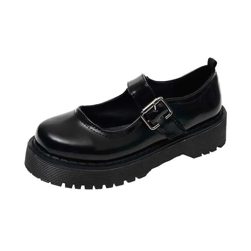 Japanese Women's Small Leather Shoes Korean Style All-match Retro British Style Leather Shoes Thick-soled Round-toe Thin Women's Shoes