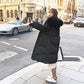 Women's Mid-length Cotton-padded Jacket Winter Fluffy Fur Collar Hooded Loose Down Cotton-padded Jacket Over-the-knee Padded Warm Jacket