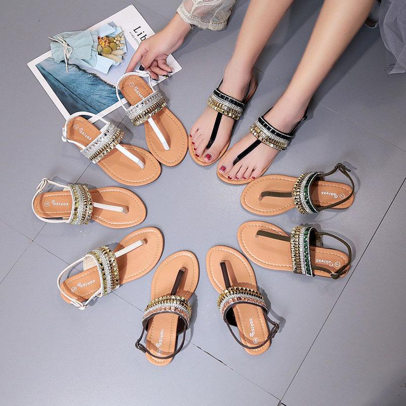 2020 Summer Korean Version of The Flip-flop Sandals Female Flat Bottom Student Casual Fashion Sexy Beach Shoes Fairy Slip