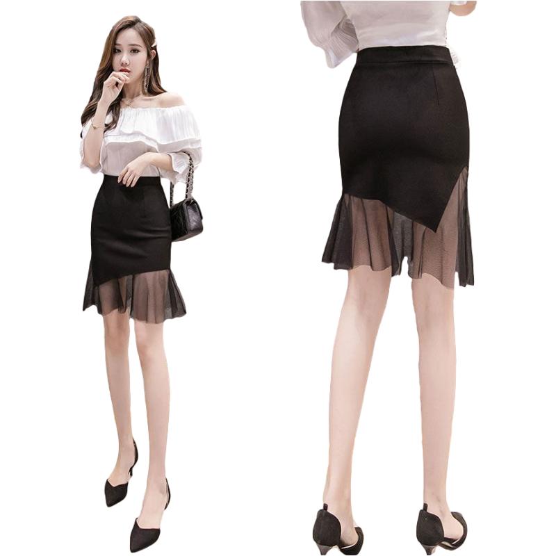 Women Sexy Tight A-line Lace High Waist Short Skirt Split Fork Zipper Club Casual Home Office