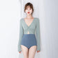 One-Piece Push-Up Swimsuit Women Summer Korean Ins Long-Sleeve Halter Bathing Suit Student Swimwear Bikini Beachwear