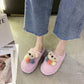 Girls Plush Slippers Cute Papillon Design Flat Shoes Home Leisure Warm Autumn and Winter