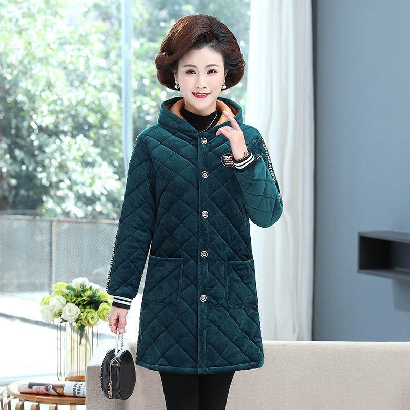 Winter Three-layer Plus Velvet Plus Cotton Overalls Long-sleeved Cotton-padded Jacket Women's Large Size Coat Overalls