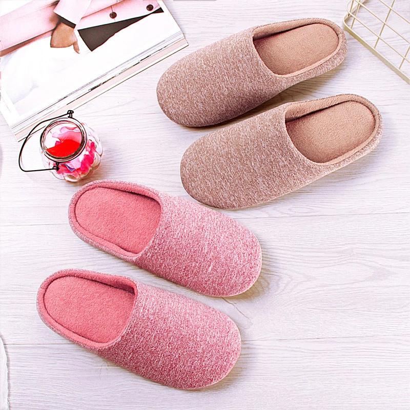 Winter Indoor Women Slippers House Plush Soft Cotton Slippers Non-slip Floor Shoes Home Slippers Women Slides For Bedroom