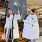 Glossy Mid-length Cotton Jacket Women Winter Fashion Korean Style Over The Knee Down Loose Embroidered Jacket Tide