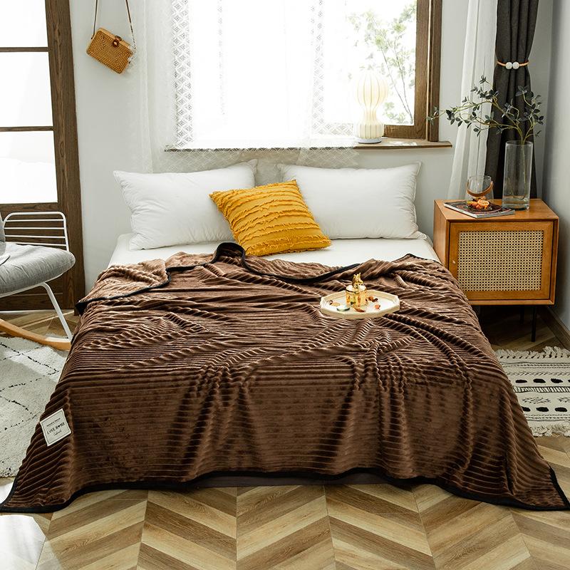 Winter Thick Coral Fleece Blanket Simple Style Warm Blanket Household Blanket Twin Queen King