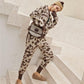 2pcs/set Women Knit Leopard Pullover Sweaters+Pants Sets Woman Fashion Jumpers Trousers 2 PCS Costumes Outfit
