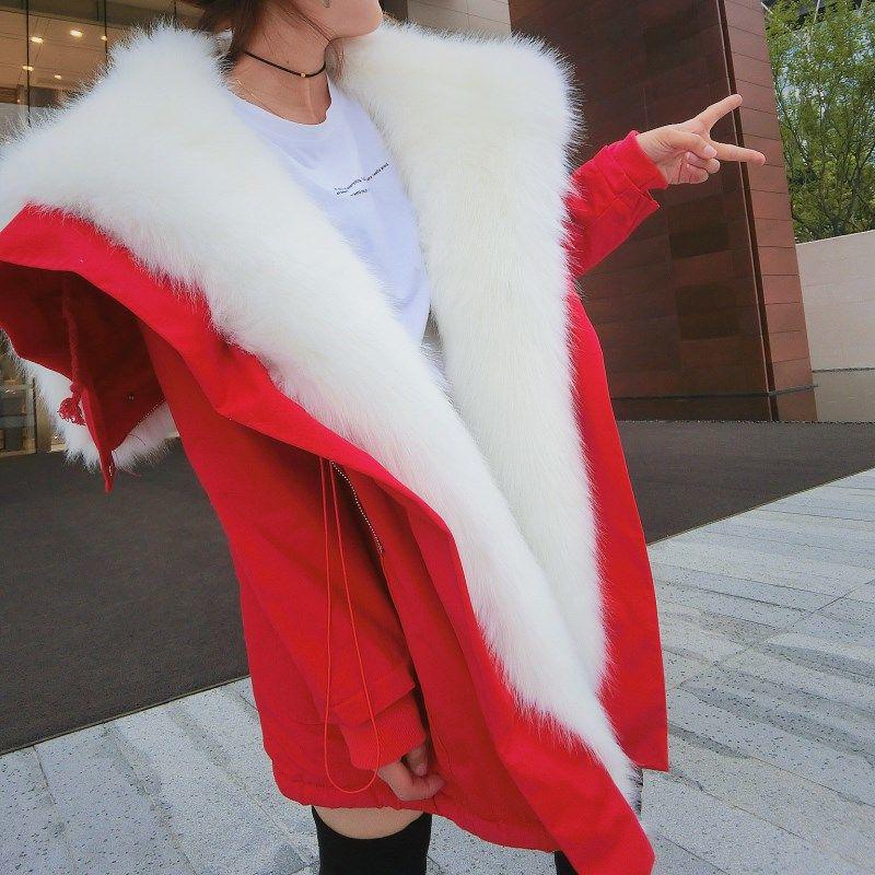Womens Casual Long Sleeves Faux Fur Winter Jacket Parka Hooded Coat Fishtail Black Overcoat