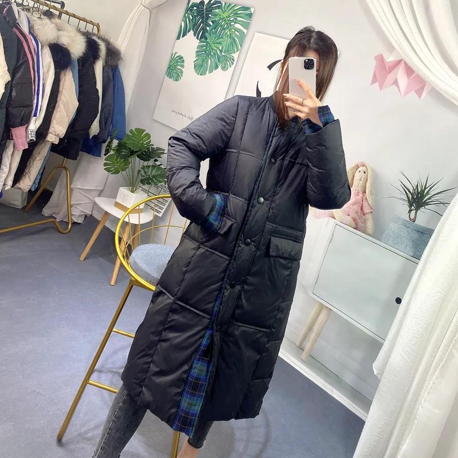Lightweight and Versatile Loose Large Size Stand-up Collar and Long Coat Down Jacket Women