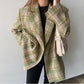 Vintage Loose Women Plaid BlazerAutumn Chic Double Breasted Female Long Sleeve Suit Jackets Stylish Ladies Blazer