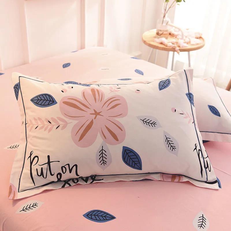 Pillowcase Pure Cotton A Pair of Single Pillowcases Brushed and Thickened 48x74cm Adult Pastoral Style Cotton Soft Pillow Core