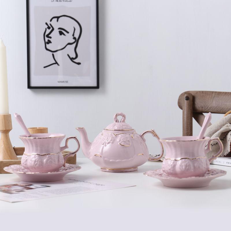 Coffee Cup Flower Teacup Set Household Small Luxury European Style British American Simple Ins Drinking Cup Nordic High-end