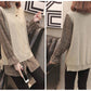 Spring and Autumn Stitching Flared Sleeve Top Loose Plaid Pullover Sweater Fashion Casual Sweater Women