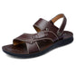 Men's Top Layer Leather Sandals Leather Summer Breathable Sandals Non-slip Men's Beach Shoes