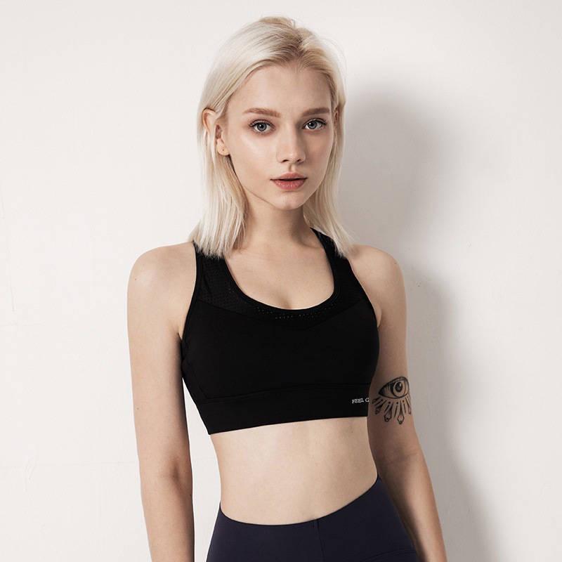 Ladies Sports Bra Zipper Shockproof Breathable Fitness Vest Running Yoga Top