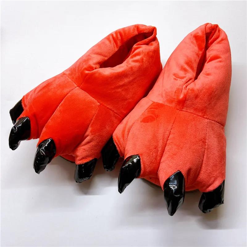 Cartoon Autumn and Winter Dinosaur Paw Cotton Shoes Multi-color Tiger Paw Cotton Slippers Cute Couple Lover's Non-slip Warm Shoes