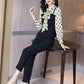 Suit Large Size Small Fragrance Suit Women's Spring New Thin Chiffon Shirt Pants Casual Two-piece Temperament Professional Style