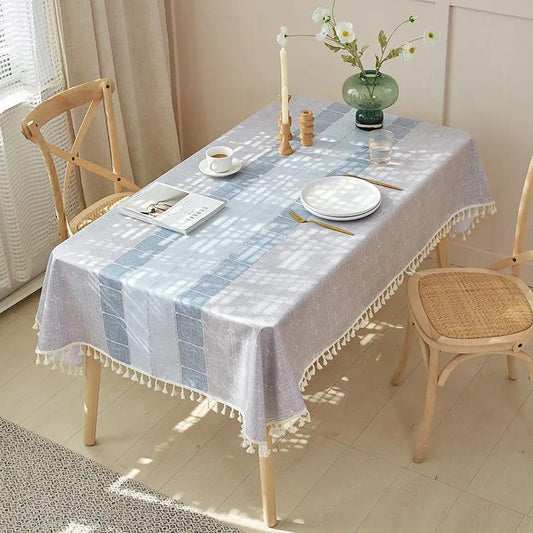 Waterproof and Oil-proof Table Cloth Rectangular Household Living Room Cotton and Linen Tablecloth