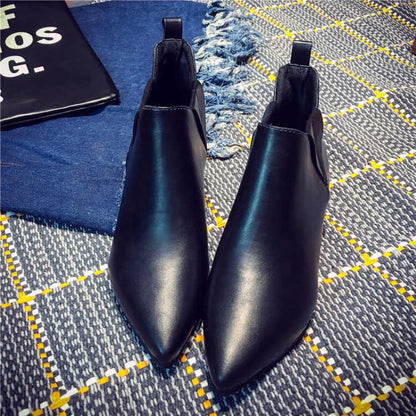 Womens Heeled Short Tube Martin Boots Pointed Toe Pumps Stiletto High Heels Fashion Comfort