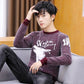 Wave Pattern Men's Pullover Sweater Autumn and Winter Warm Long-sleeved Tops Fashion Casual All-match Coat