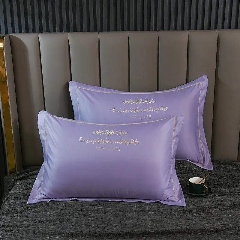 Silk Pillowcase Pair Set Simple Embroidered Double Sided Pillowcase Washable Silk Double Pillowcase