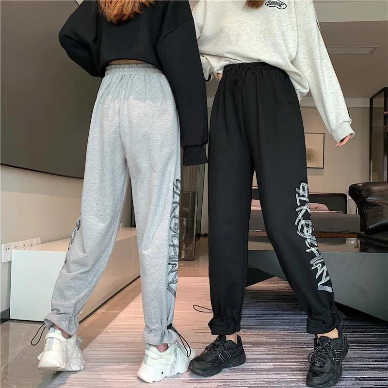 Korean Women's Casual Wide-leg Pants Student Loose and Versatile Cropped Trousers High Waist Slim Straight Track Pants Trend