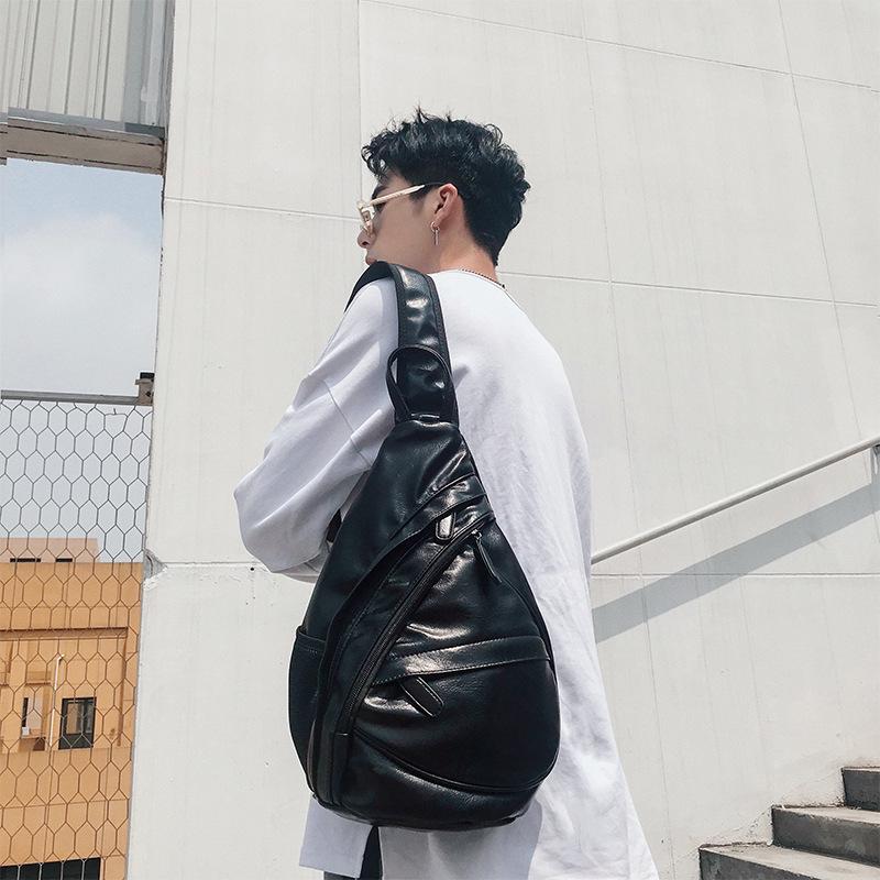 Chest Bag Men Black Large Capacity Multi-pocket Crossbody Outdoor Sports Fitness Shoulder Bag