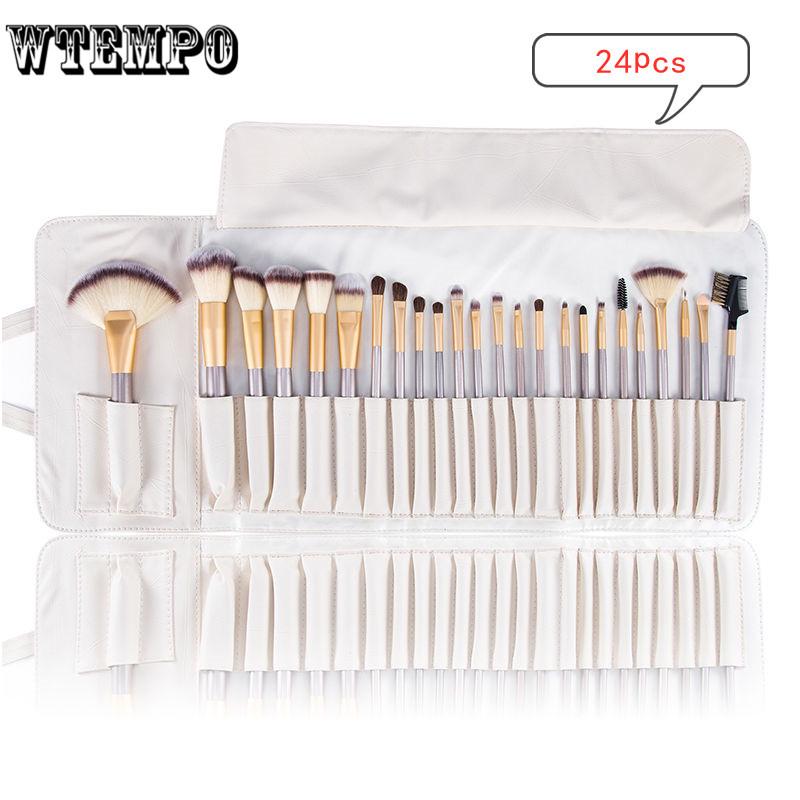 24 Pcs/lot Bamboo Pole Makeup Brushes Suit Bamboo Pole with Sack  Bamboo Handle Makeup Brush