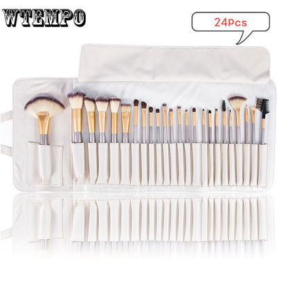 24 Pcs/lot Bamboo Pole Makeup Brushes Suit Bamboo Pole with Sack  Bamboo Handle Makeup Brush