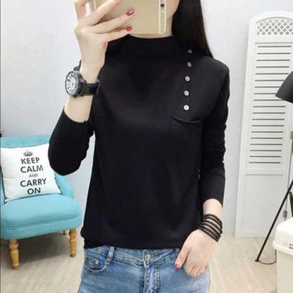 Autumn and Winter Half Turtleneck Neck Long-sleeved Sweater Loose All-match Solid Color Bottoming Shirt