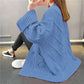 Women Sweater Sweater Loose Knit Cardigan Sweater Large Size Horn Button Sweater Autumn Winter Coat