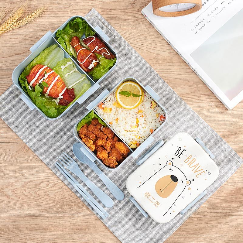 Cute Cartoon Lunch Box Microwave Dinnerware Food Storage Container Children Kids School Office