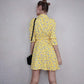 Women's retro floral dress spring long-sleeved a-line shirt dress OL Style Knee-length Dress Plus Size S-5XL