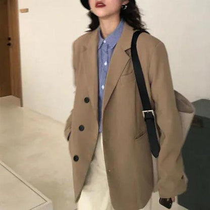 Autumn and Winter Women's Suit Jacket Korean Style Loose Fashion Single-breasted Casual Style Korean Style Trendy Jacket