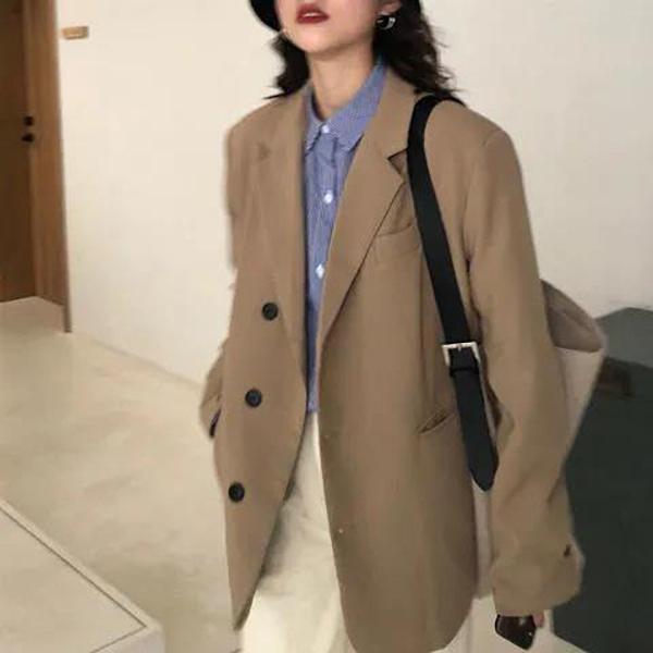 Autumn and Winter Women's Suit Jacket Korean Style Loose Fashion Single-breasted Casual Style Korean Style Trendy Jacket